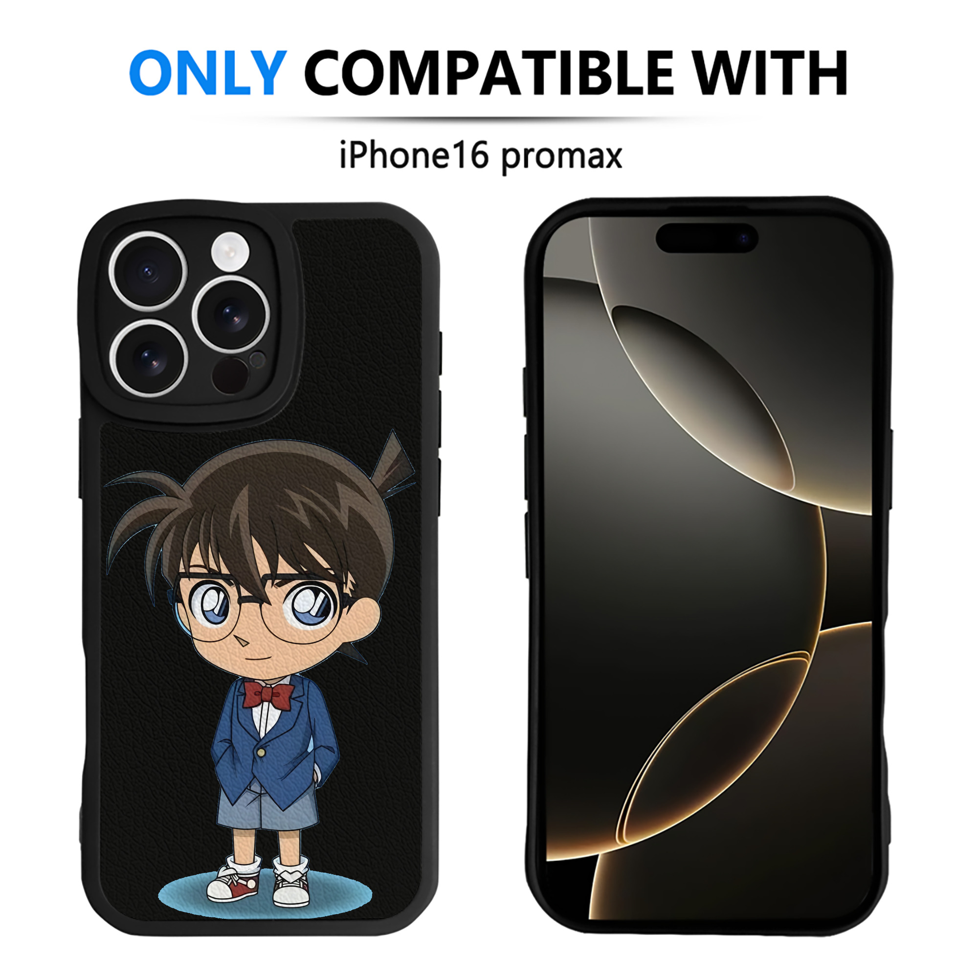 （画像用） 名探偵コナン 江戸川 コナン Detective Conan Conan Edogawa 【iPhone 16シリーズ対応】シリコンスマホケース（レザー調） 材質：シリコン